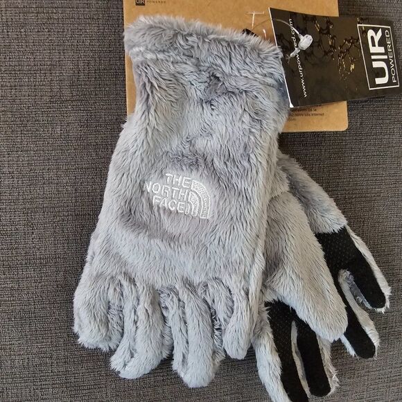 The North Face Kids Girls Meld Grey Osito Etip Gloves Size Small - Picture 4 of 13